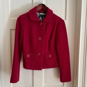 Boden Red Cropped Wool Button Front Jacket